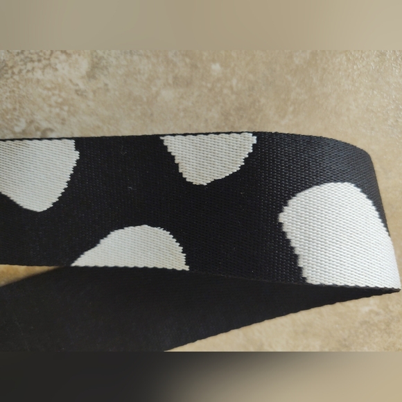 Black Leather CROSSBODY HAND BAG Polka Dot Adjustable Strap 4 Pockets Ear Japan - Picture 10 of 16